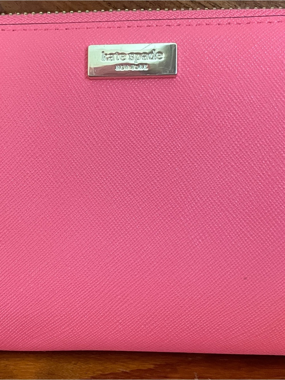 kate spade pink Saffiano wristlet clutch